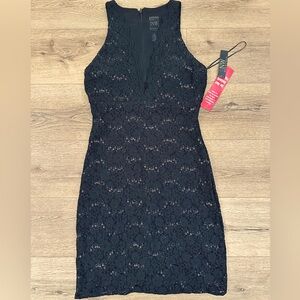 Night way black lacey mesh v neck dress 6